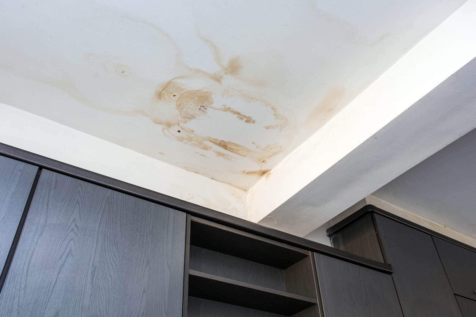 Yellow stains on ceiling.