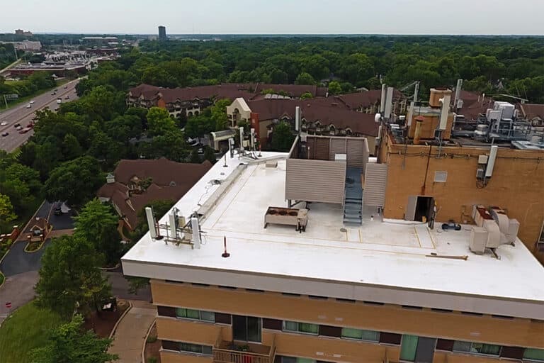 Tall flat roof by Meyers Construction in the St. Louis area.